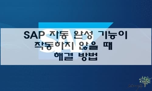 Read more about the article SAP에서 자동 완성(History) 기능이 작동하지 않을 때 해결방법