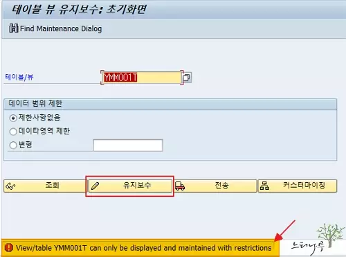 SAP ABAP - 테이블 유지보수 뷰 Dialog 활용 방법 - 테이블 뷰 유지보수 초기화면