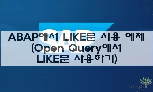 Read more about the article ABAP에서 LIKE문의 독특한 사용 예제(Open Query에서 LIKE문 사용하기)