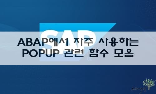 Read more about the article ABAP에서 자주 사용하는 POPUP 관련 함수 모음