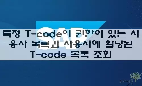 Read more about the article SAP에서 특정 트랜잭션코드의 권한이 있는 사용자 목록과 사용자에 할당된 트랜잭션코드 목록을 조회하는 방법