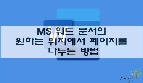 Read more about the article MS 워드 문서의 원하는 위치에서 페이지를 나누기 하는 쉬운 3가지 방법