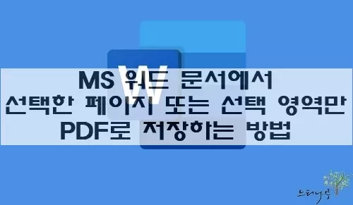 Read more about the article MS 워드 문서에서 선택한 페이지 또는 선택 영역만 PDF 파일로 저장하는 방법