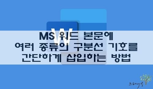 Read more about the article MS 워드 본문에 여러 종류의 구분선 기호를 간단하게 삽입하는 방법