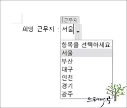 MS 워드 문서에 드롭다운(Dropdown) 목록을 추가하는 방법 - 본문 삽입