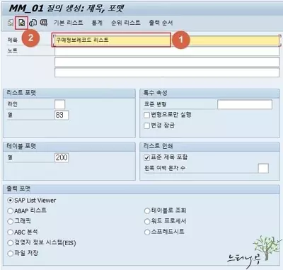 SAP Query 질의 생성하기 - 제목과 포맷 입력