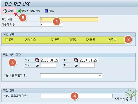 SAP에서 백그라운드 작업 상태를 확인하는 방법 - 작업 선택