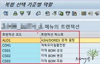 SAP 사용자 ID에 할당된 전체 TCode 목록 확인4