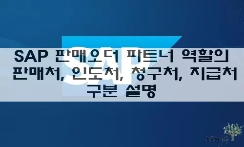 Read more about the article SAP 판매오더 파트너 역할의 판매처, 인도처, 청구처, 지급처 구분에 대한 설명