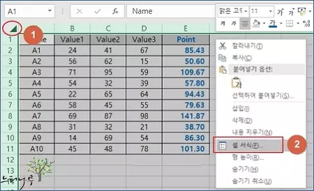 수식이 있는 셀만 시트 보호로 처리하여 수식을 숨기는 방법 1