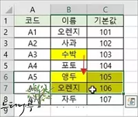 엑셀에서 셀의 배경색을 복사해서 다른 셀의 배경색으로 동일하게 적용하는 방법 3