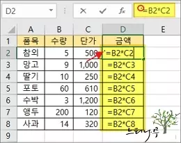 엑셀의 셀에 값 대신 수식 표시하는 방법 - 서식 텍스트로 변환