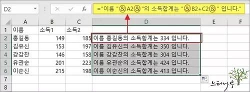 엑셀에서 하나의 셀에 텍스트와 수식을 함께 사용하는 방법-연결 연산자(&)를 사용하여 단일 셀에 텍스트와 수식을 함께 사용하는 방법