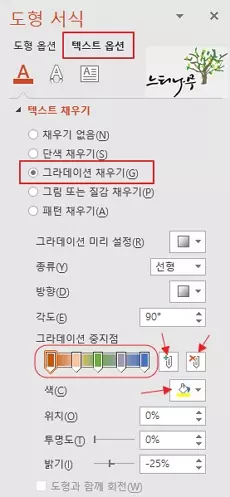 파워포인트 텍스트에 그라데이션 효과 주기 - 그라데이션 채우기