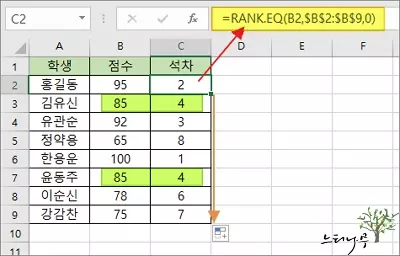 Read more about the article 엑셀에서 RANK 함수로 순위(석차)를 구하는 방법(RANK.AVG, RANK.EQ)