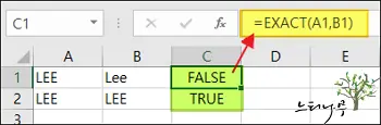 엑셀에서 대소문자 구분하여 텍스트를 비교, 대소문자 구분하여 조회 방법 2