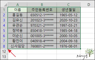 엑셀 중복 행 삭제 방법 - 고급 필터 사용 3