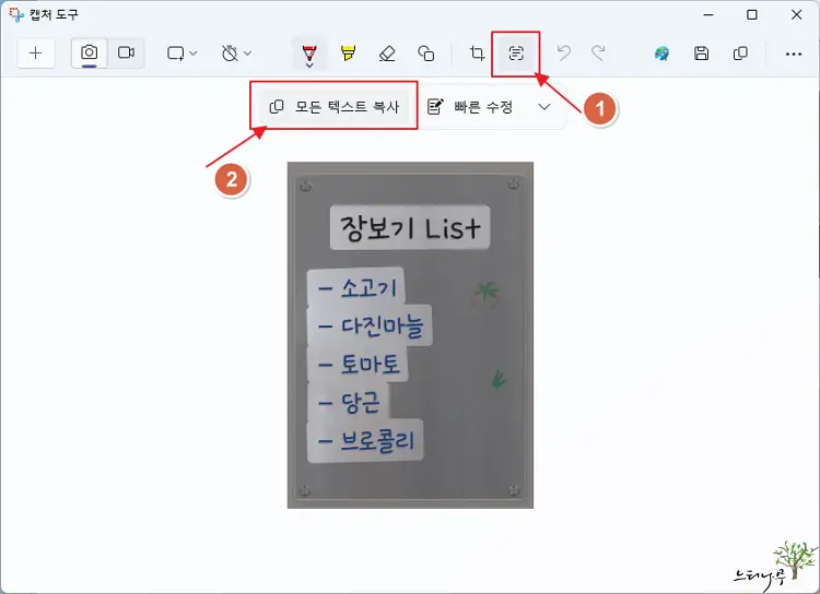 윈도우 11 캡처 도구를 사용하여 이미지에서 텍스트를 추출하는 방법(Snipping Tool) 2