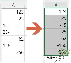 Read more about the article Excel 엑셀에서 뒤에 붙은 마이너스 기호를 앞으로 이동하는 방법(마이너스 기호 오른쪽에서 왼쪽으로)